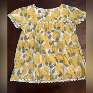 Mini Boden Girls 7-8 Lemon Print Kids Top 100% Cotton EUC